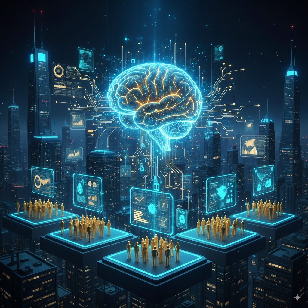 Cérebro de circuitos, simbolizando o uso de inteligência artificial no marketing