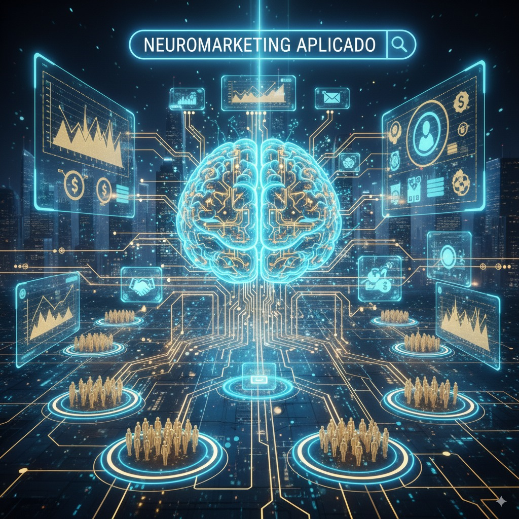 Cérebro com pontos de conexão, simbolizando os gatilhos mentais e a psicologia da venda