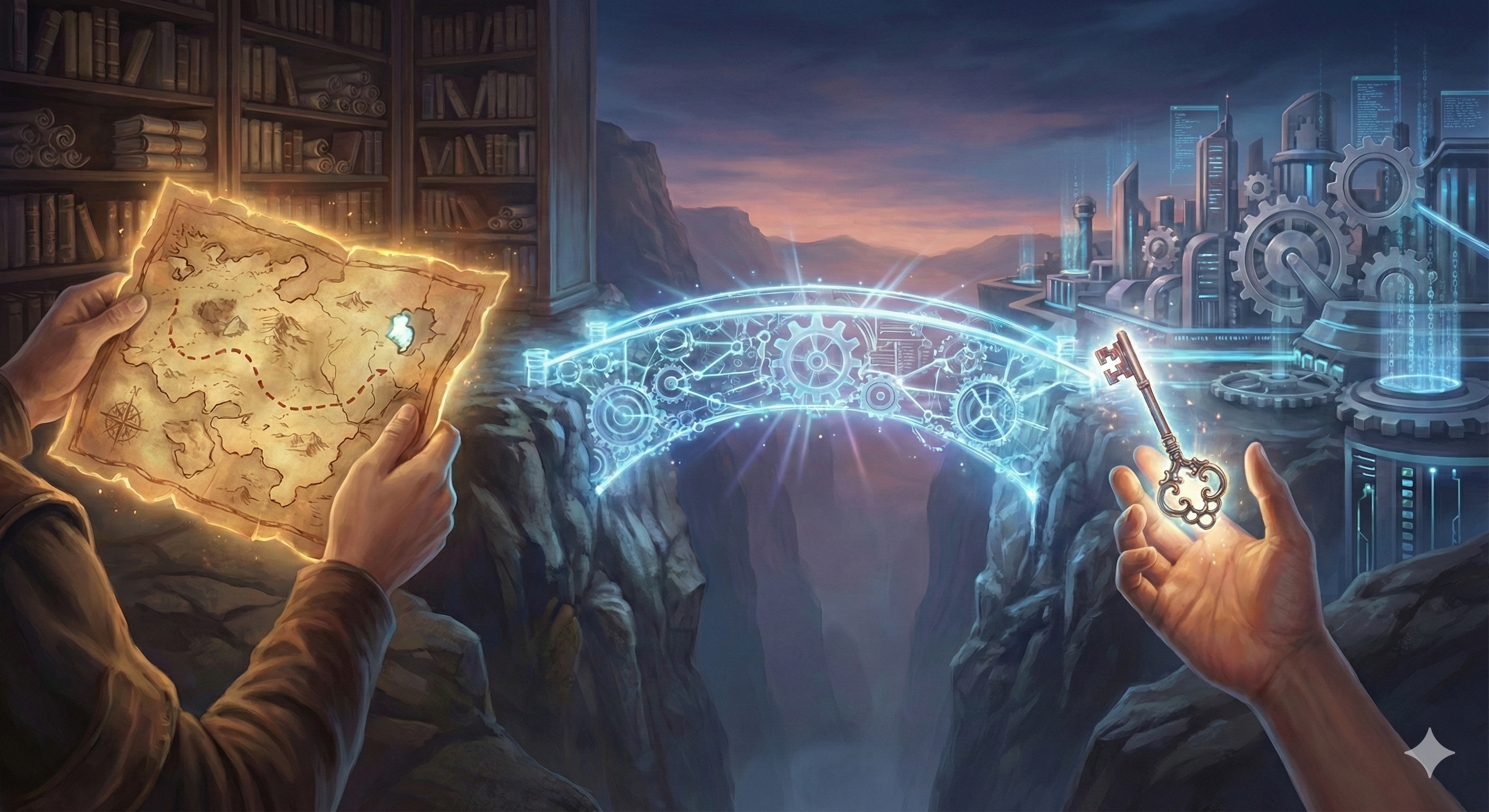 Cinematic image of the Bridge between Knowledge and Success
